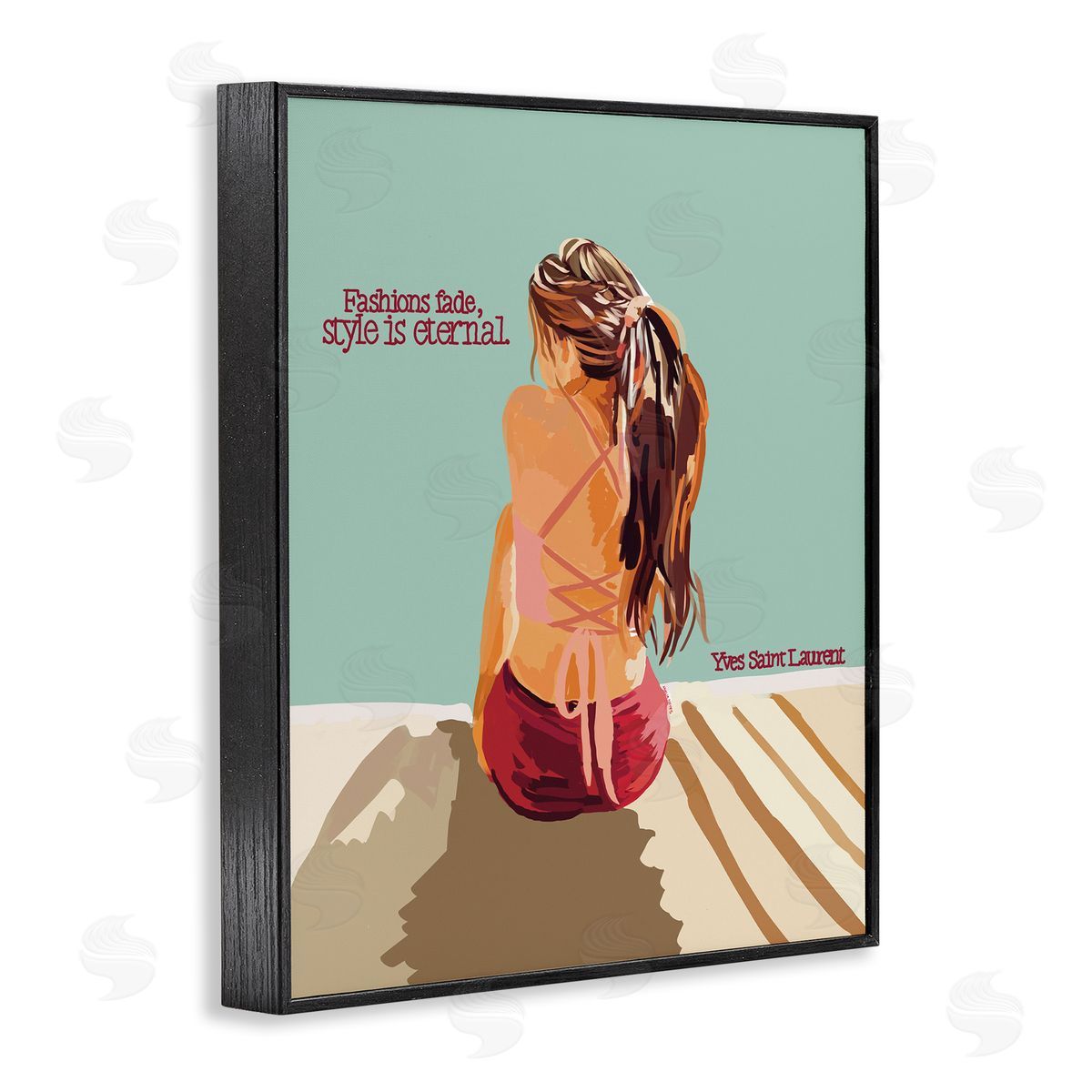 Amelia Noyes Style is Eternal Motivating Fashion Quote Beach Woman Black Framed Giclee Wall Art Print