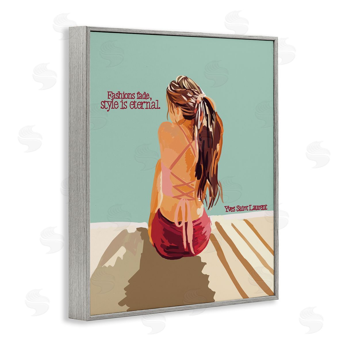 Amelia Noyes Style is Eternal Motivating Fashion Quote Beach Woman Gray Framed Giclee Wall Art Print