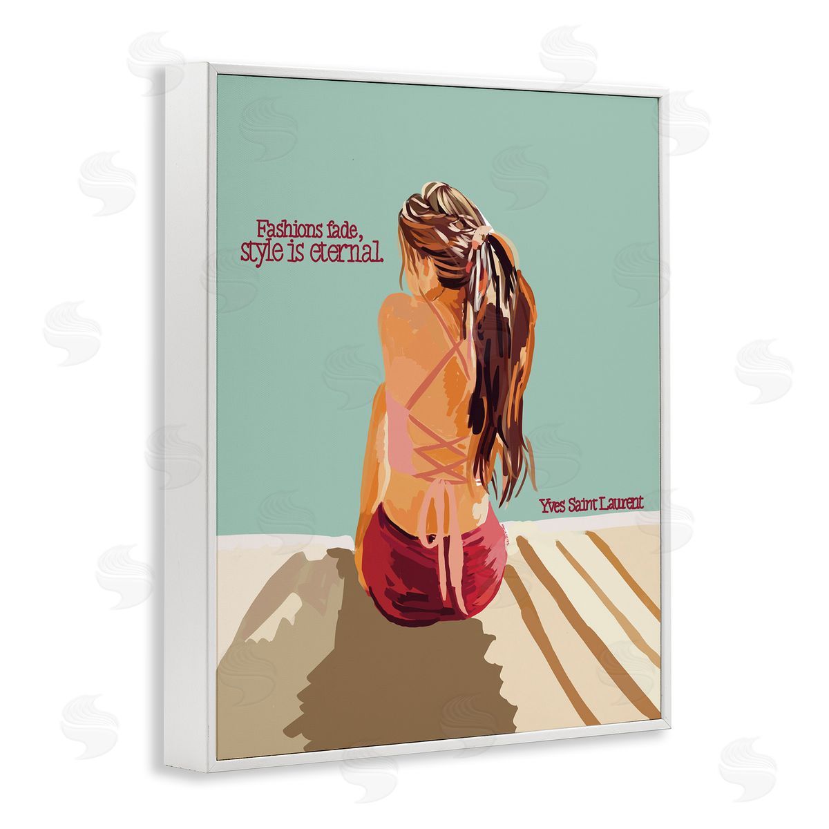 Amelia Noyes Style is Eternal Motivating Fashion Quote Beach Woman White Framed Giclee Wall Art Print