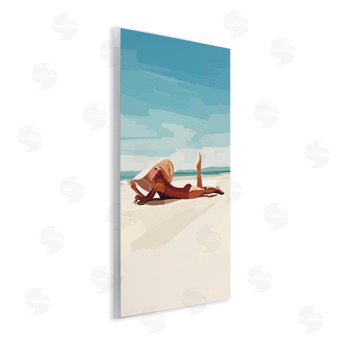 Amelia Noyes Beach Babe Lounging Coastal Ocean Shoreline  Wall Plaque Art Print