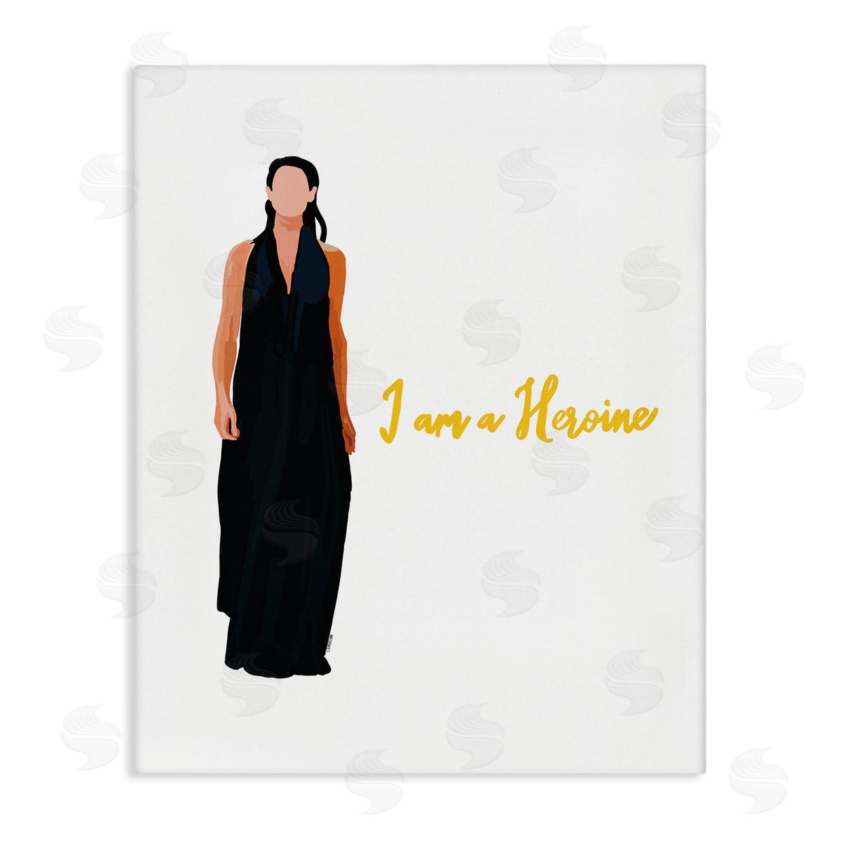 Amelia Noyes I Am A Heroine Glam Fashion Woman Encouraging Phrase  Stretched Canvas Wall Art Print