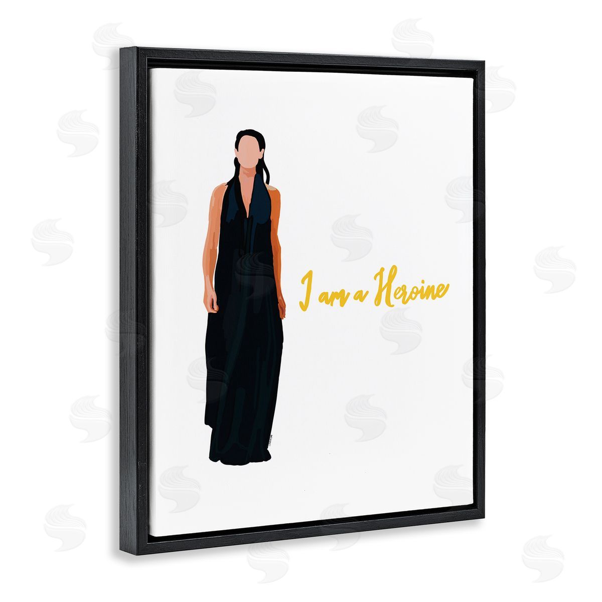 Amelia Noyes I Am A Heroine Glam Fashion Woman Encouraging Phrase  Black Floating Frame Canvas Wall Art Print