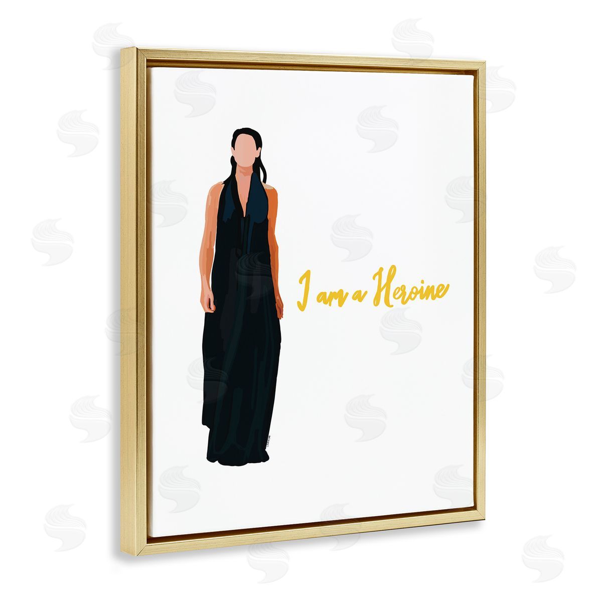 Amelia Noyes I Am A Heroine Glam Fashion Woman Encouraging Phrase  Gold Floating Frame Canvas Wall Art Print