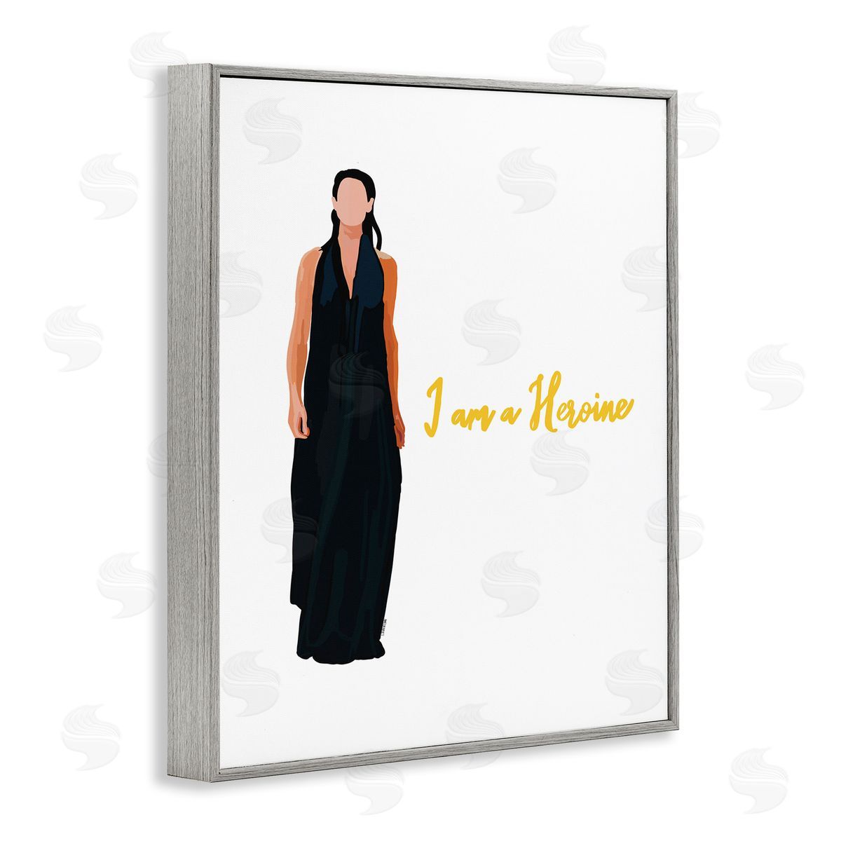 Amelia Noyes I Am A Heroine Glam Fashion Woman Encouraging Phrase  Gray Framed Giclee Wall Art Print