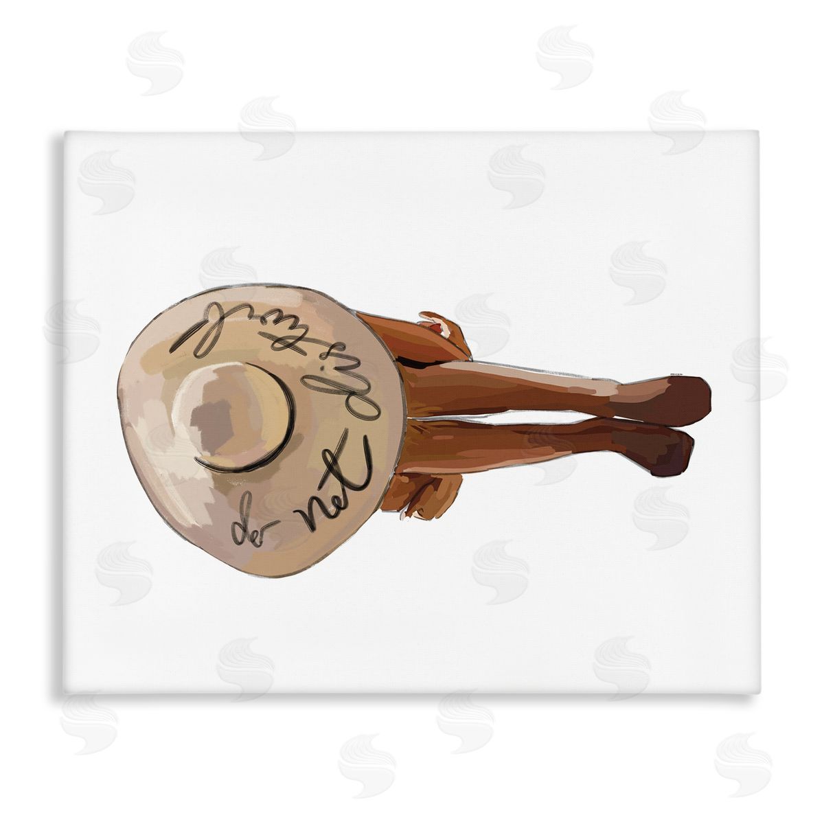 Amelia Noyes Do Not Disturb Beach Woman Relaxing Sun Hat Stretched Canvas Wall Art Print