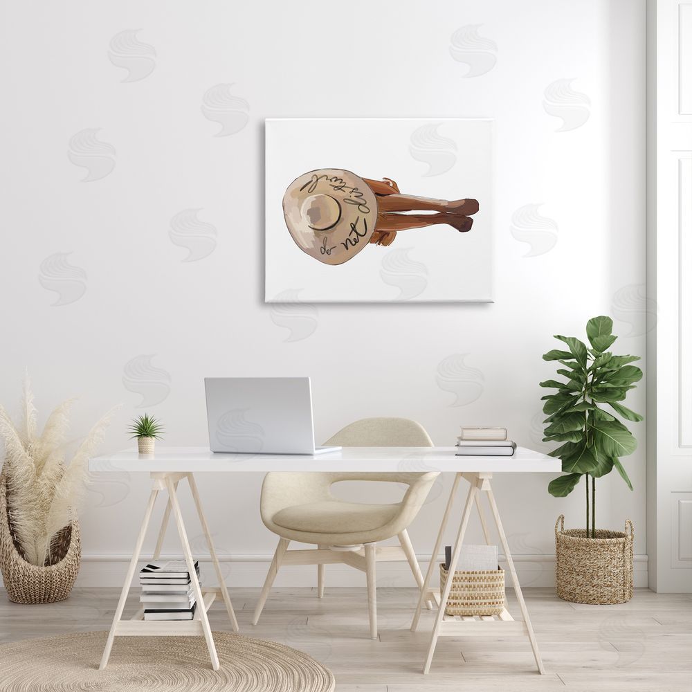 Amelia Noyes Do Not Disturb Beach Woman Relaxing Sun Hat Canvas Wall Art Print in Room