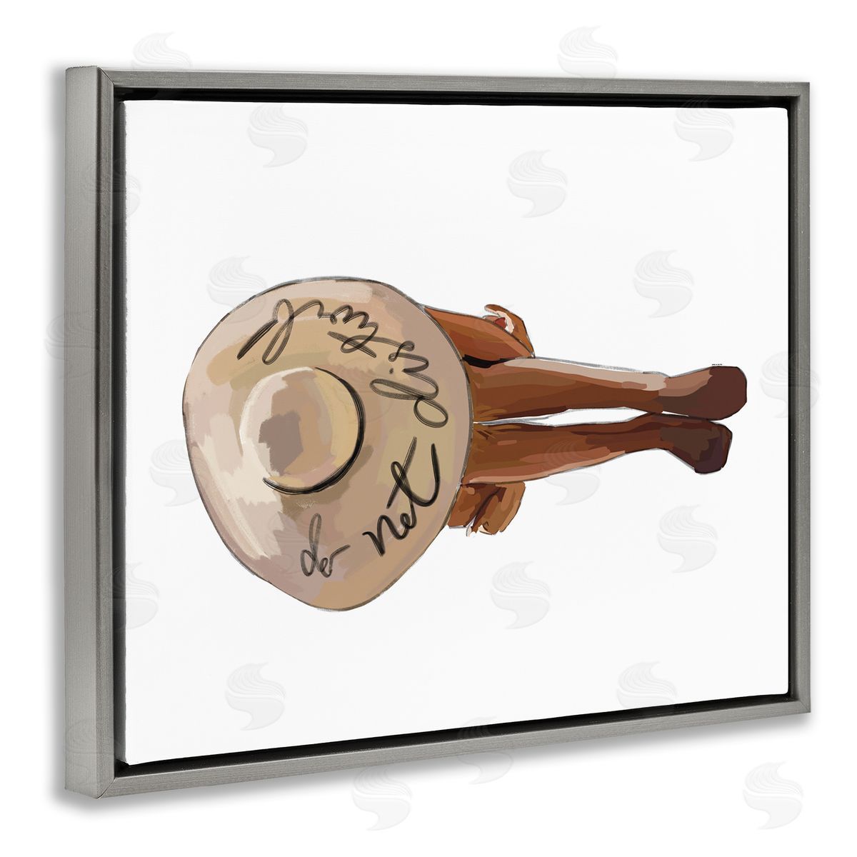 Amelia Noyes Do Not Disturb Beach Woman Relaxing Sun Hat Gray Floating Frame Canvas Wall Art Print