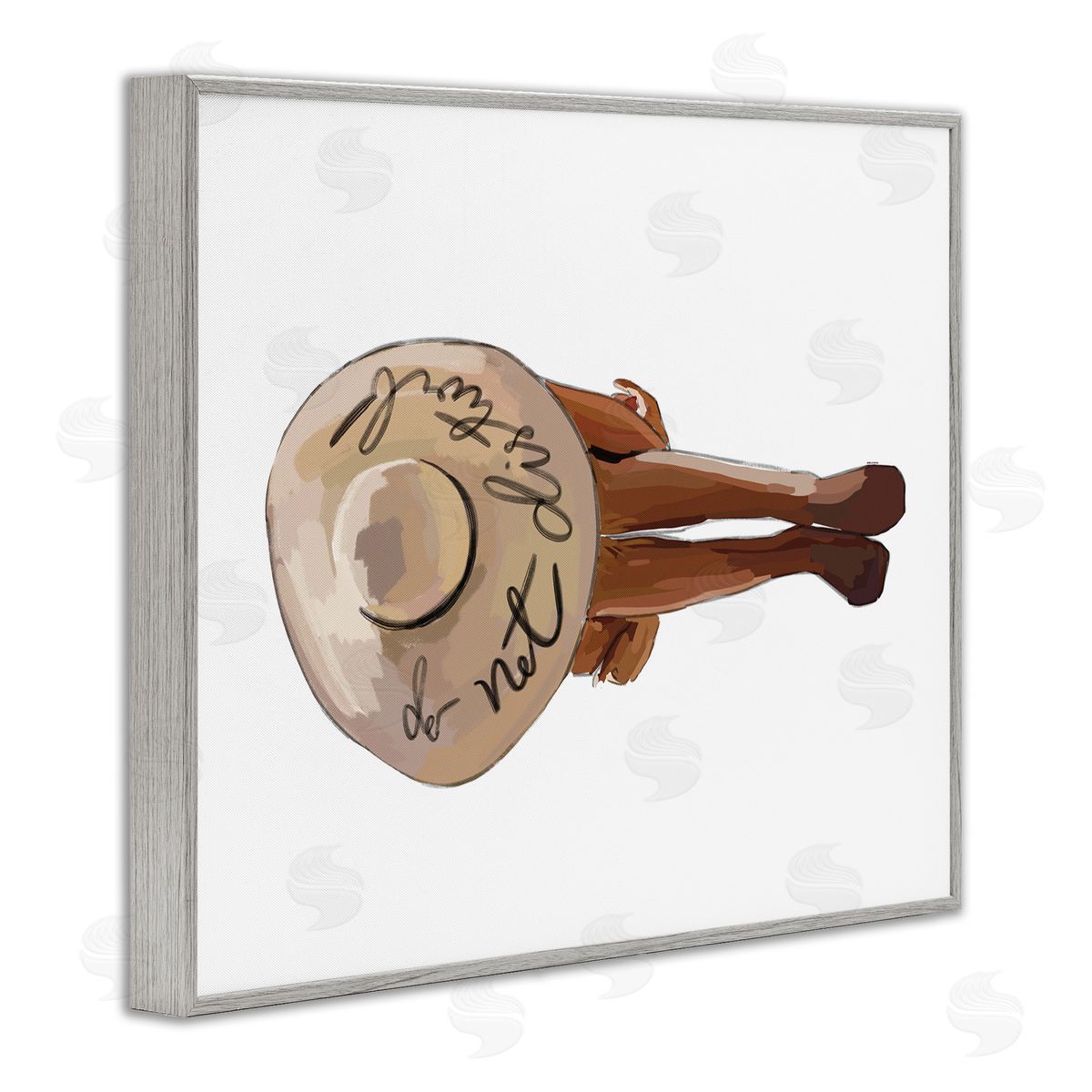 Amelia Noyes Do Not Disturb Beach Woman Relaxing Sun Hat Gray Framed Giclee Wall Art Print