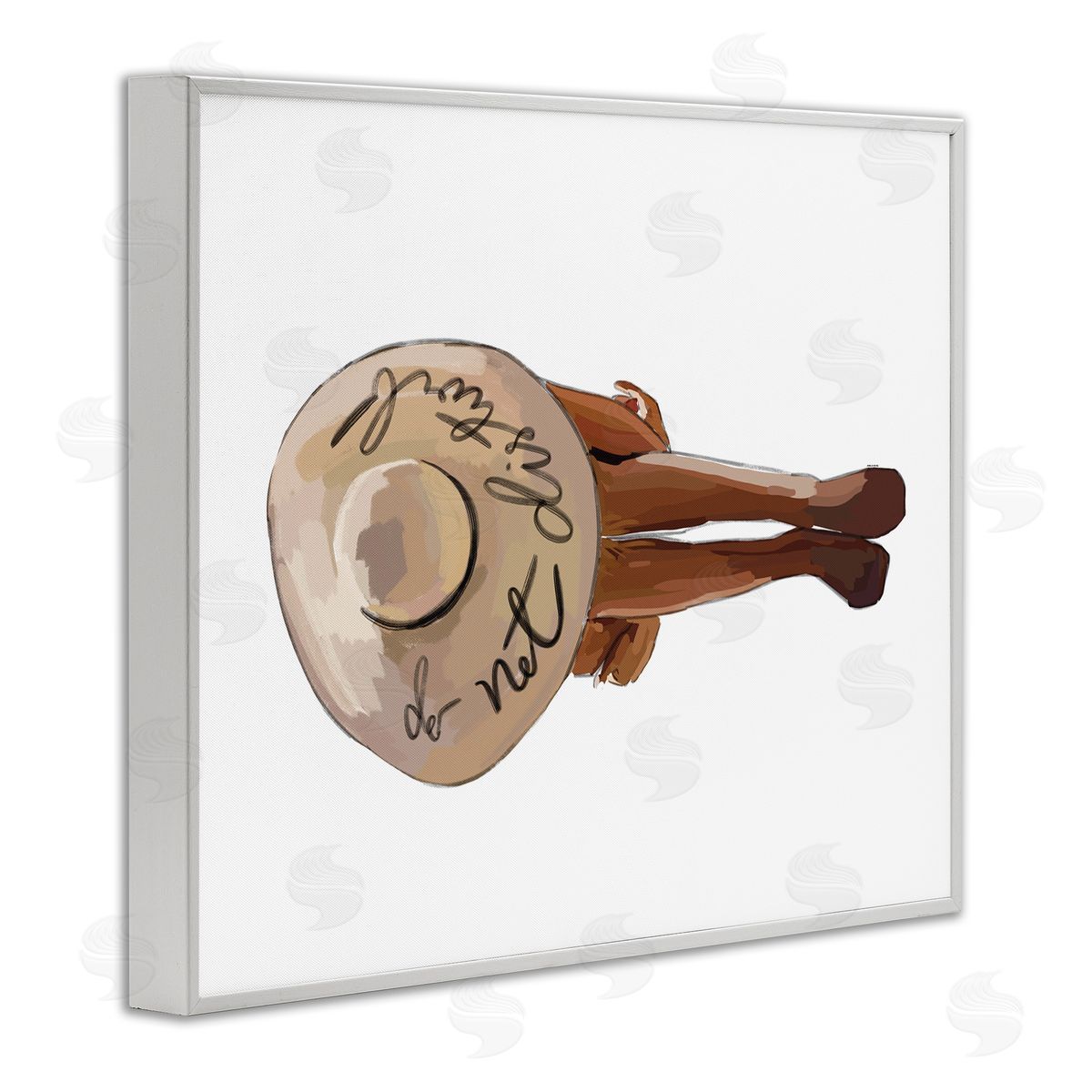 Amelia Noyes Do Not Disturb Beach Woman Relaxing Sun Hat White Framed Giclee Wall Art Print