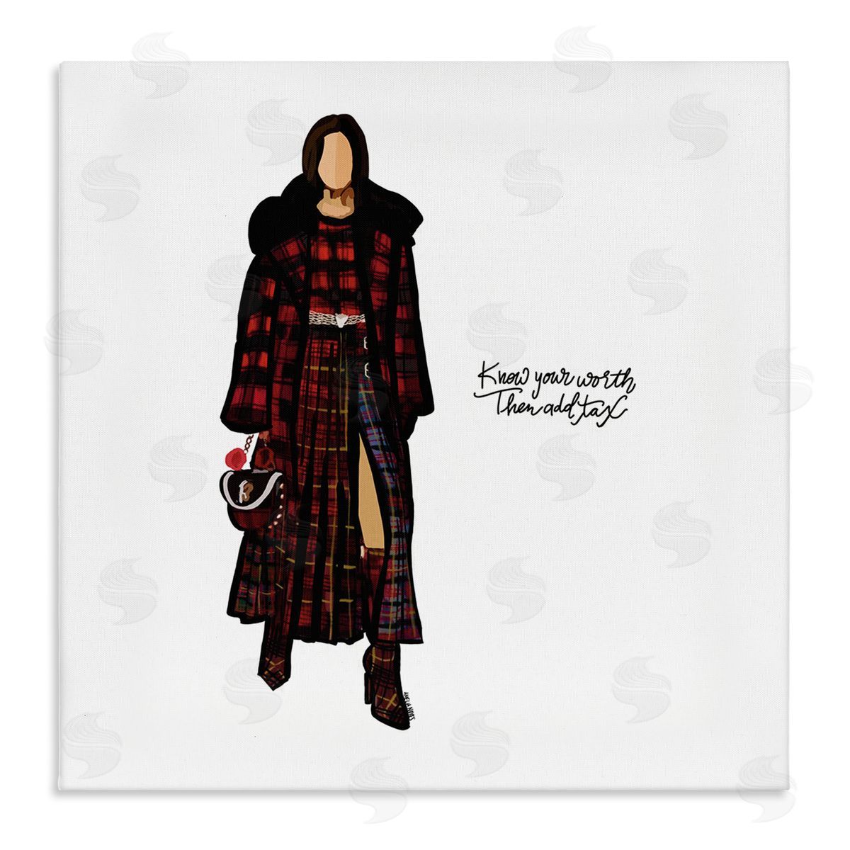 Amelia Noyes Know Your Worth Trendy Plaid Outfit Fashion Stretched Canvas Wall Art Print