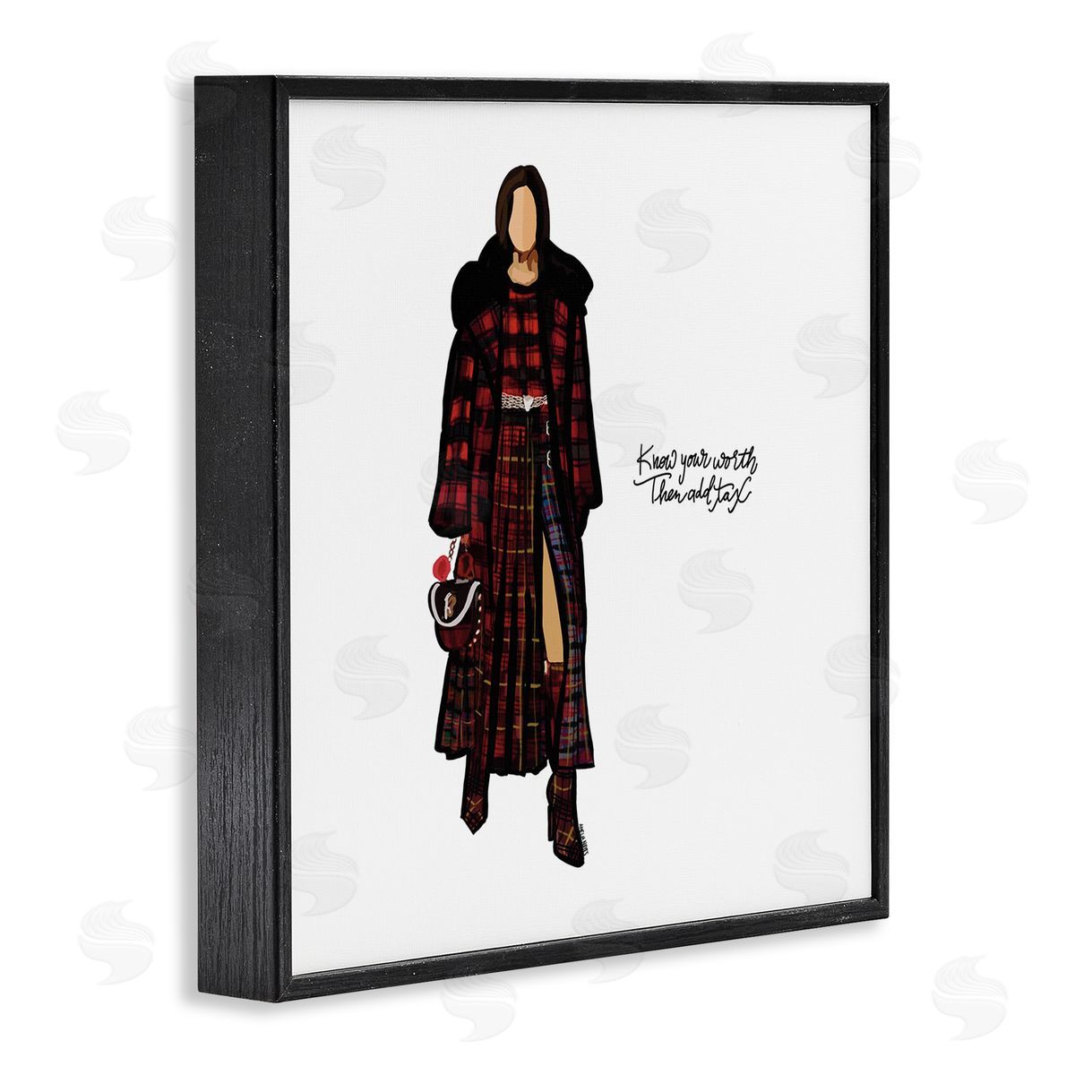 Amelia Noyes Know Your Worth Trendy Plaid Outfit Fashion Black Framed Glicee Wall Art Print