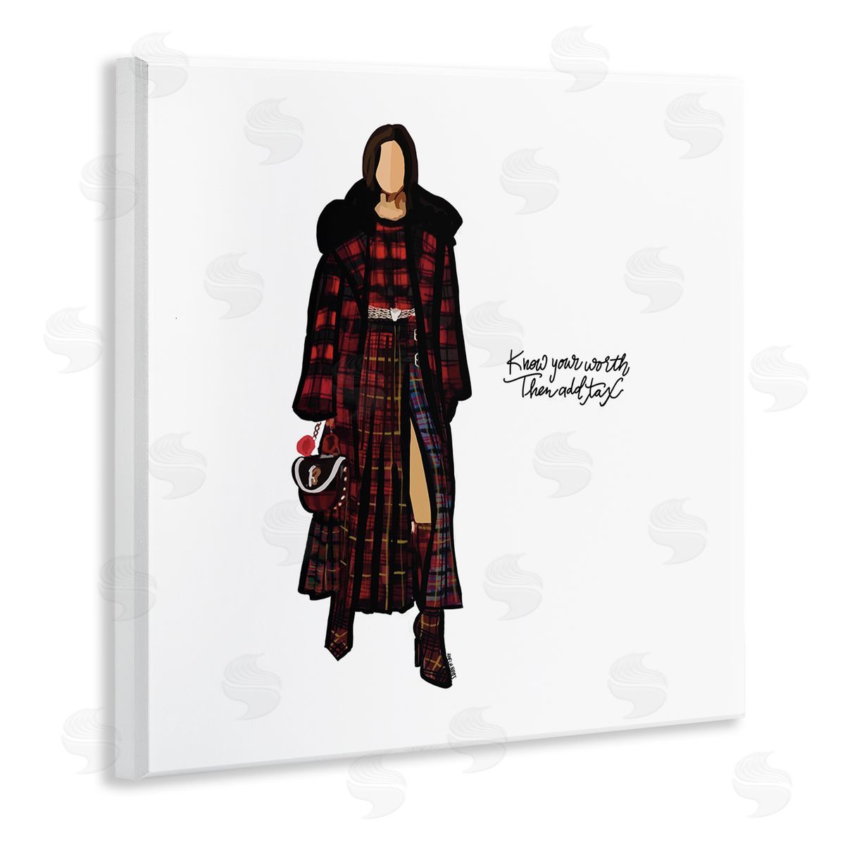 Amelia Noyes Know Your Worth Trendy Plaid Outfit Fashion Wooden Wall Plaque Art Print