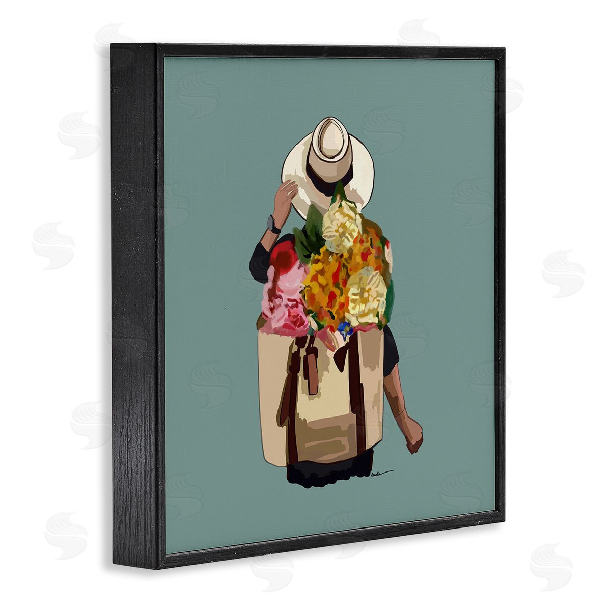 Amelia Noyes Mixed Flower Arrangement Backpack Summer Blooms  Black Framed Glicee Wall Art Print
