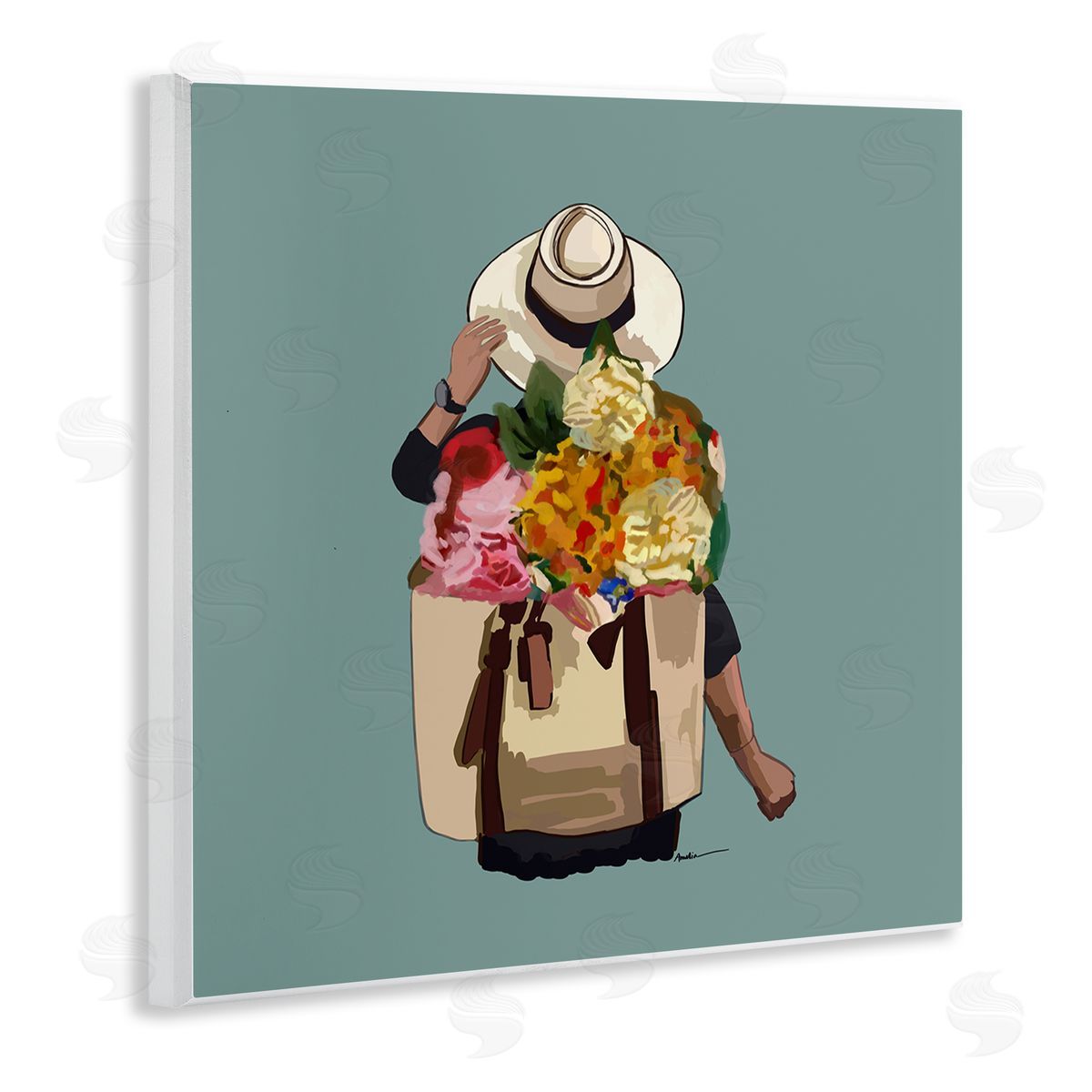 Amelia Noyes Mixed Flower Arrangement Backpack Summer Blooms  Wooden Wall Plaque Art Print