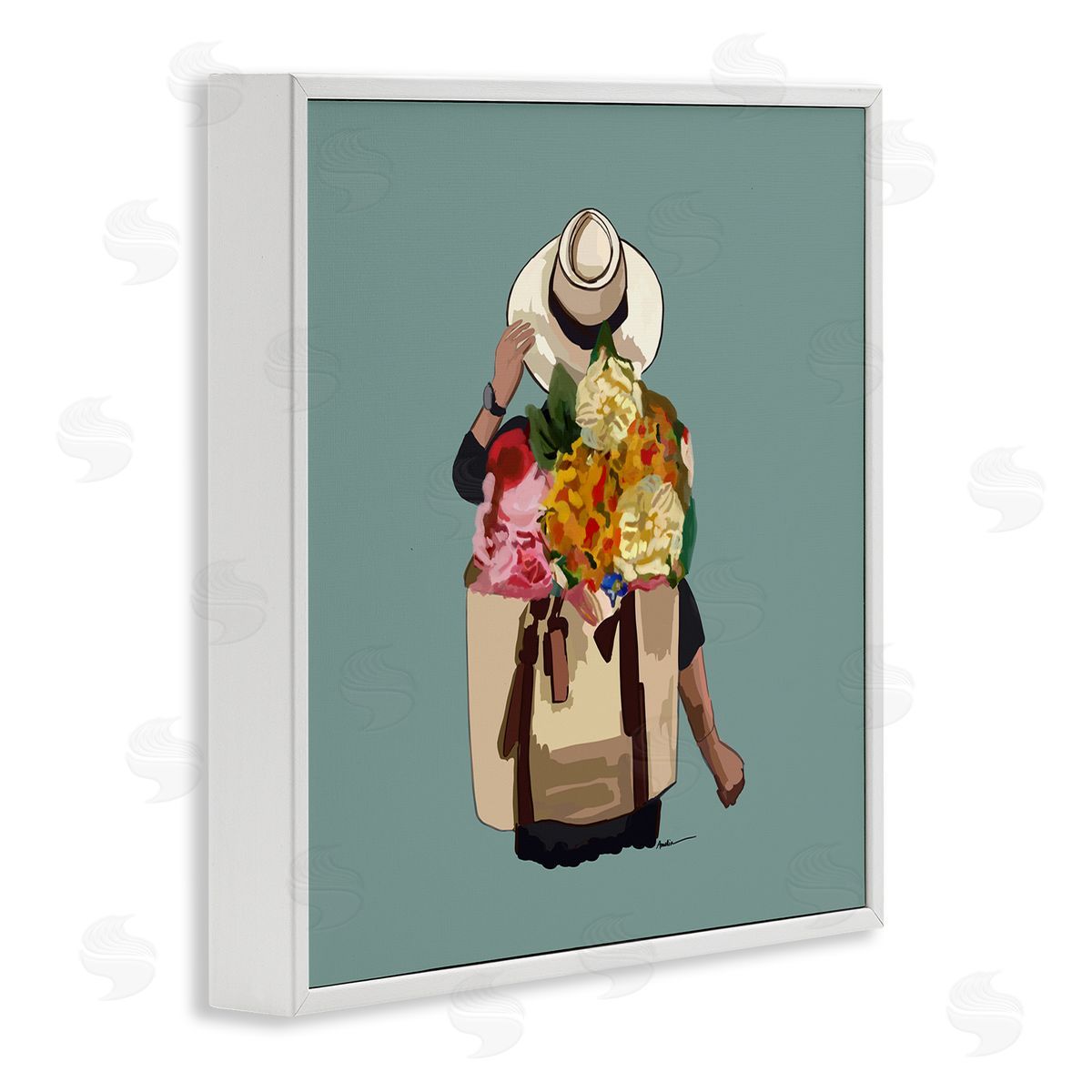 Amelia Noyes Mixed Flower Arrangement Backpack Summer Blooms  White Framed Glicee Wall Art Print