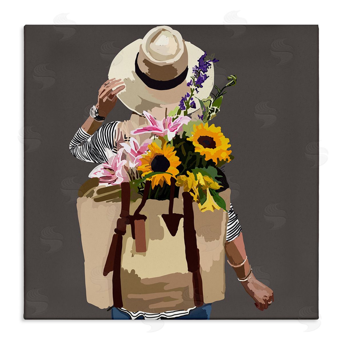 Amelia Noyes Varied Flower Arrangement Blossoms Backpack Bouquet Stretched Canvas Wall Art Print