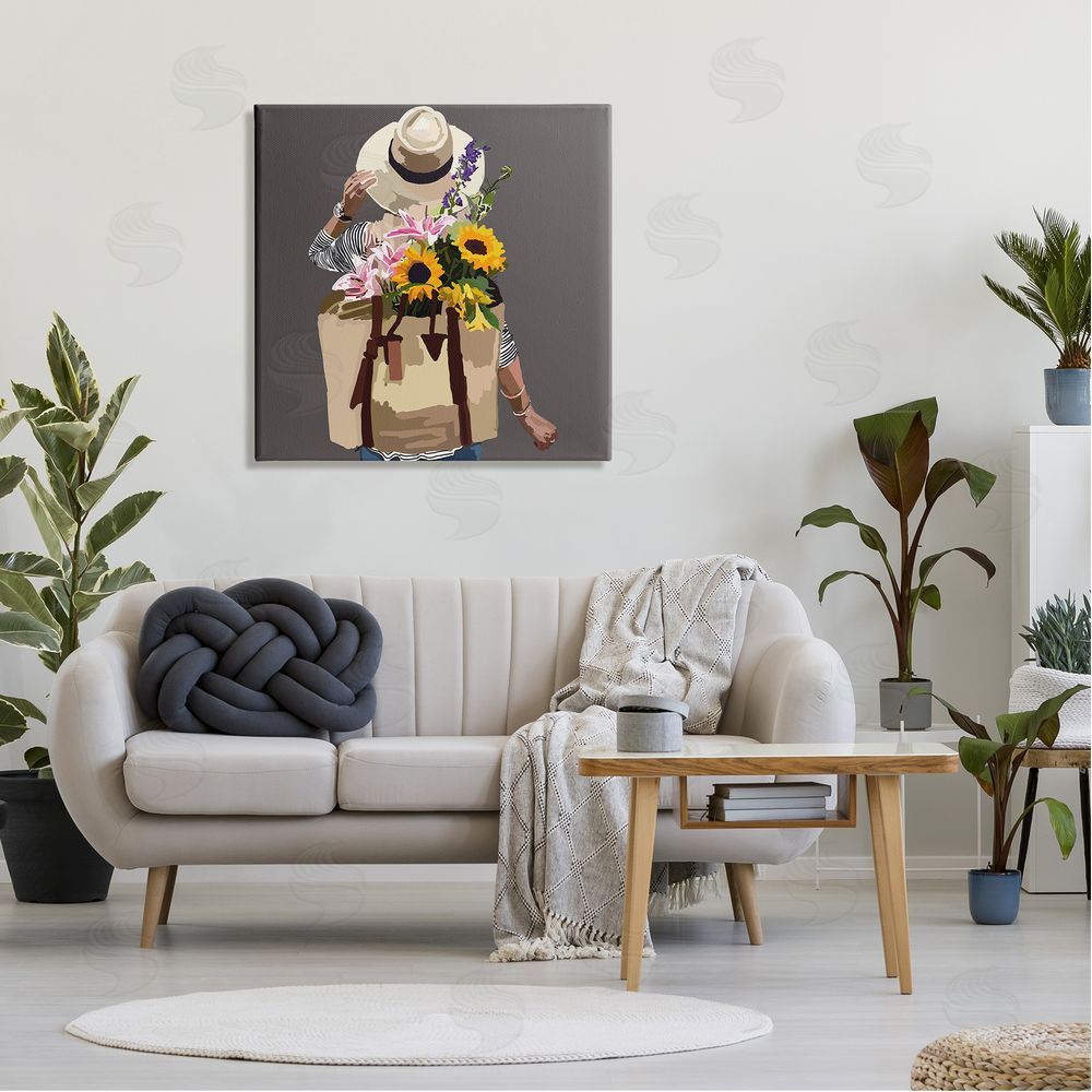 Amelia Noyes Varied Flower Arrangement Blossoms Backpack Bouquet Canvas Wall Art in Room