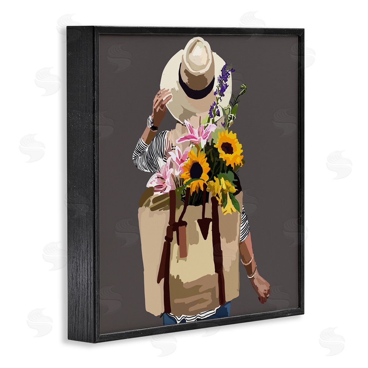 Amelia Noyes Varied Flower Arrangement Blossoms Backpack Bouquet Black Framed Glicee Wall Art Print