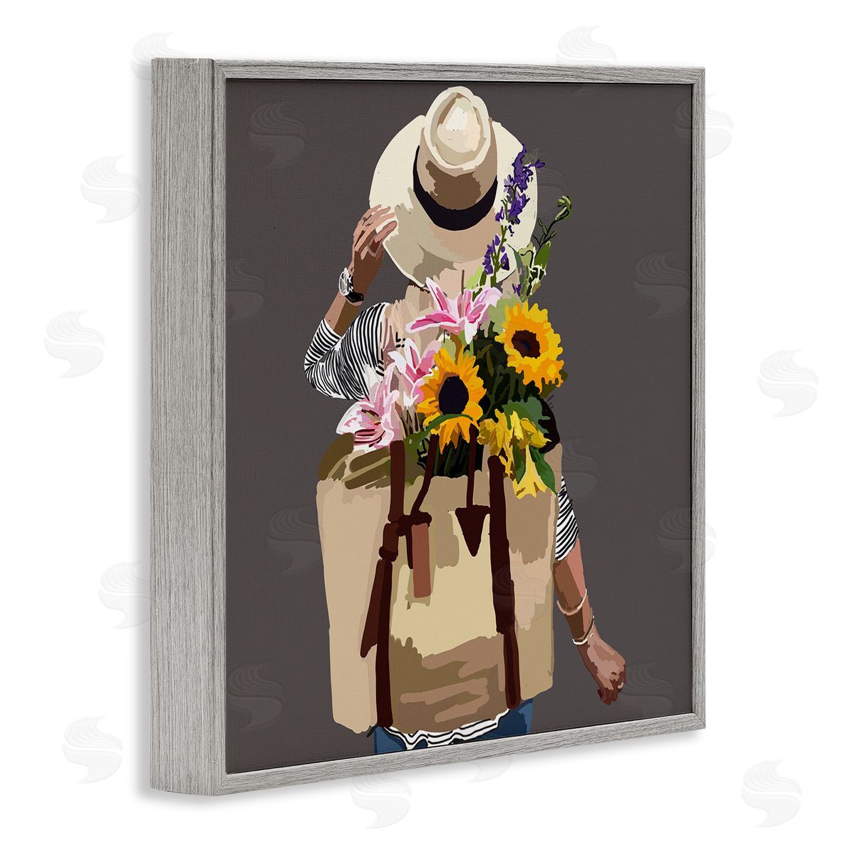 Amelia Noyes Varied Flower Arrangement Blossoms Backpack Bouquet Gray Framed Glicee Wall Art Print