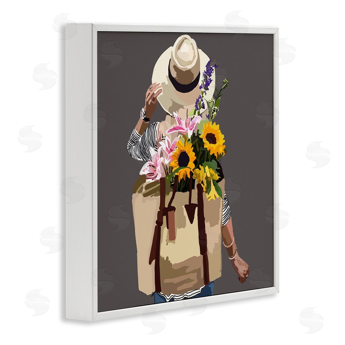 Amelia Noyes Varied Flower Arrangement Blossoms Backpack Bouquet White Framed Glicee Wall Art Print