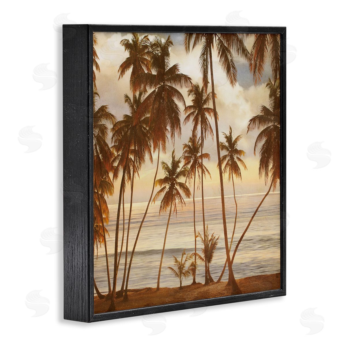 John Seba Tropical Palm Trees Overlooking Warm Ocean View Black Framed Glicee Wall Art Print