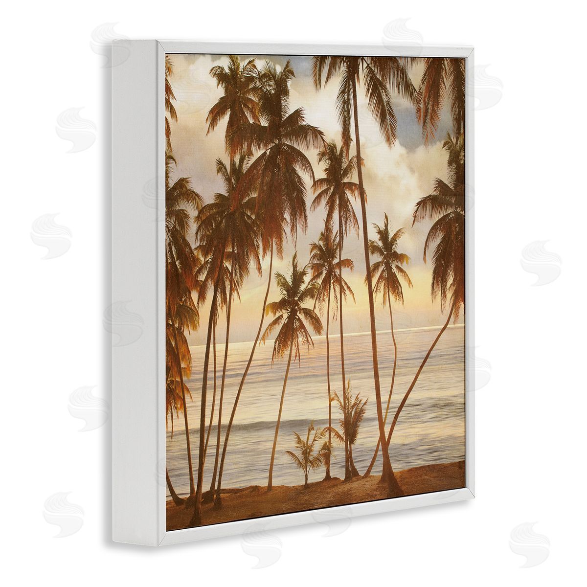 John Seba Tropical Palm Trees Overlooking Warm Ocean View White Framed Glicee Wall Art Print