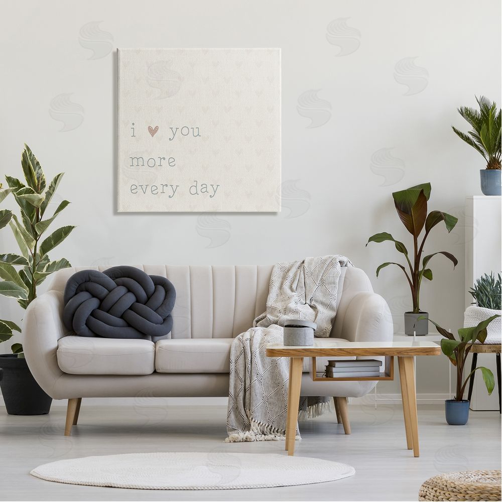 CAD Designs Love You More Casual Heart Print Pattern  Canvas Wall Art in Room