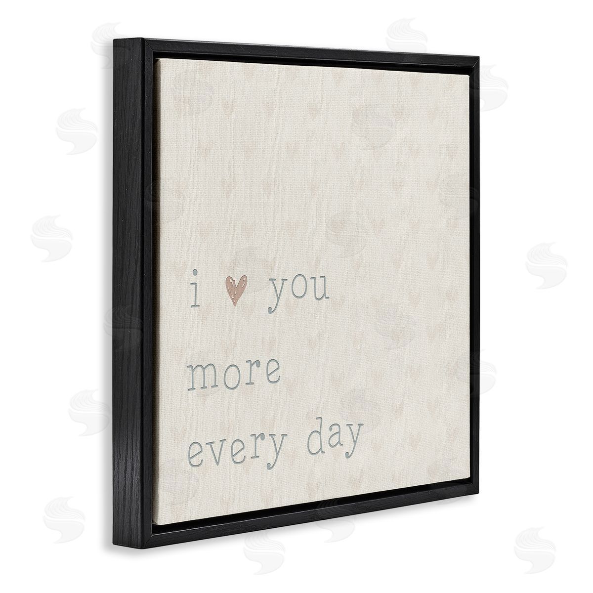 CAD Designs Love You More Casual Heart Print Pattern  Black Floating Frame Canvas Wall Art Print