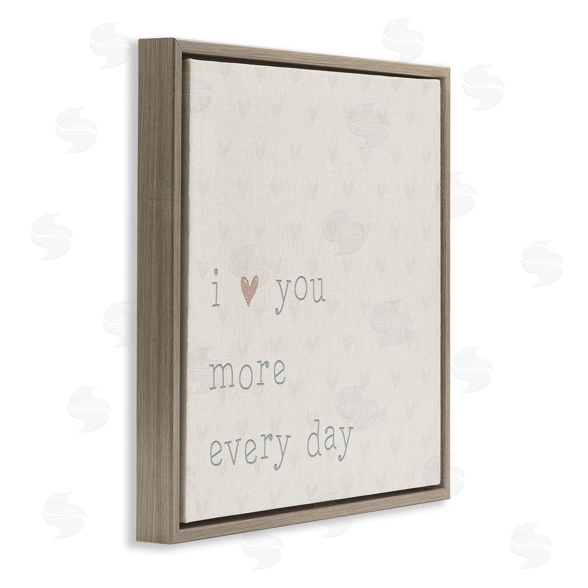 CAD Designs Love You More Casual Heart Print Pattern  Brown Floating Frame Canvas Wall Art Print