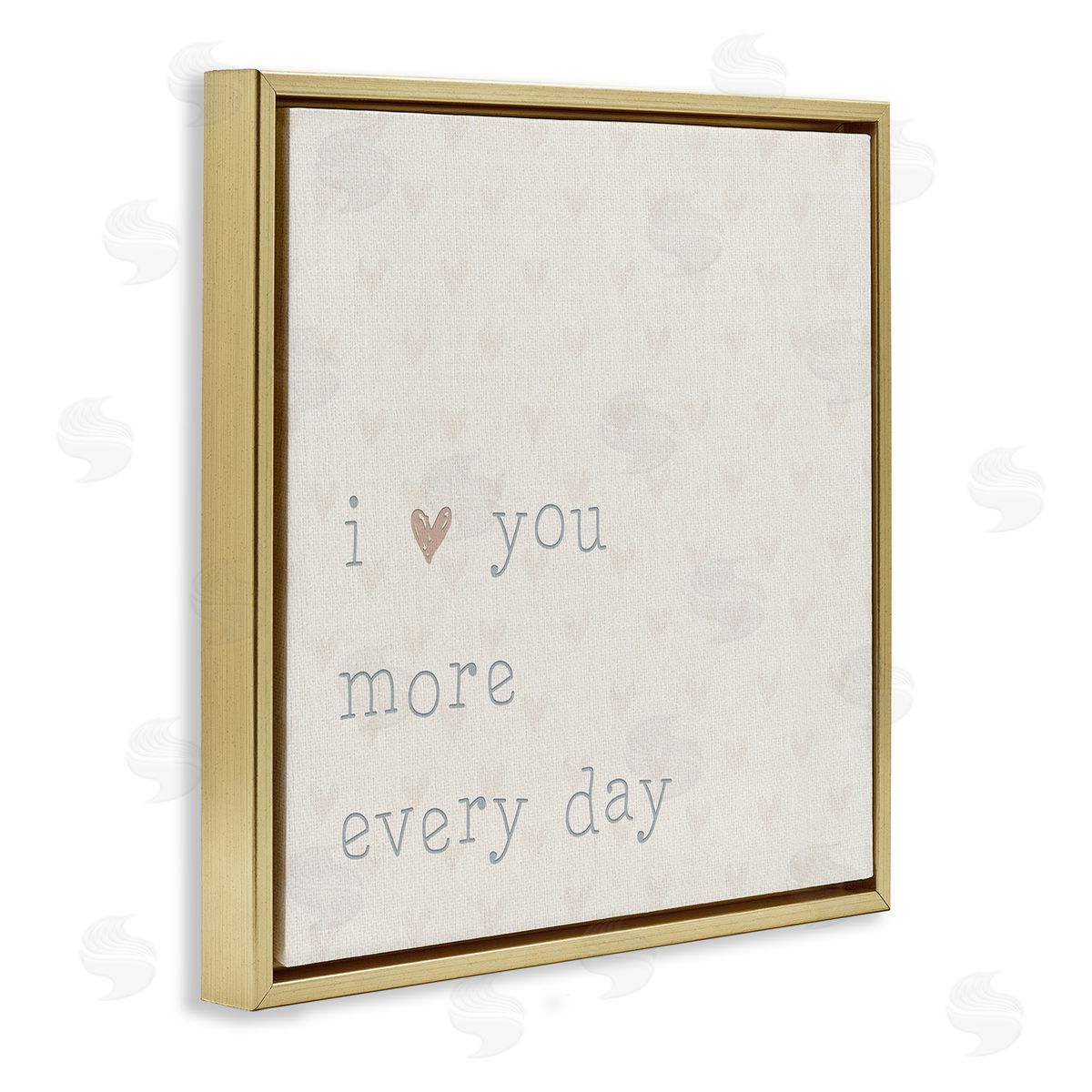 CAD Designs Love You More Casual Heart Print Pattern  Gold Floating Frame Canvas Wall Art Print