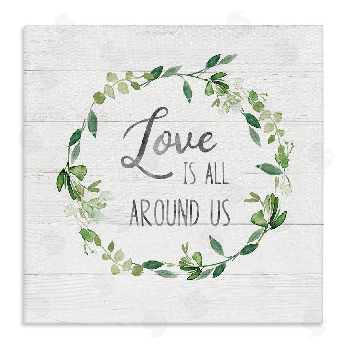 Carol Robinson Love All Around Us Plank Patterned Typography Stretched Canvas Wall Art Print