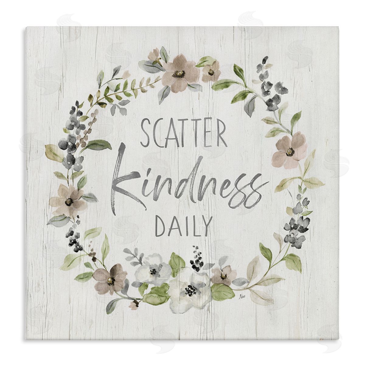 Nan Scatter Kindness Daily Blooming Shabby Chic Wreath  Stretched Canvas Wall Art Print