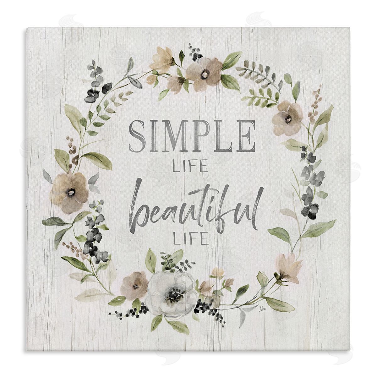 Nan Simple Beautiful Life Uplifting Flower Blossoms Phrase  Stretched Canvas Wall Art Print