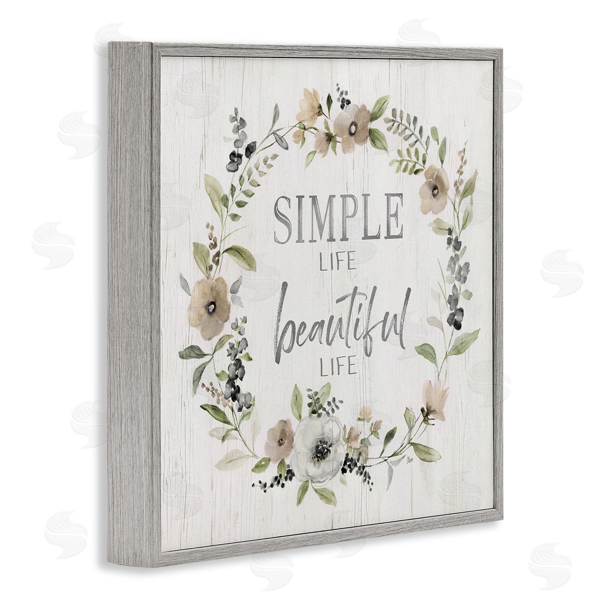 Nan Simple Beautiful Life Uplifting Flower Blossoms Phrase  Gray Framed Glicee Wall Art Print