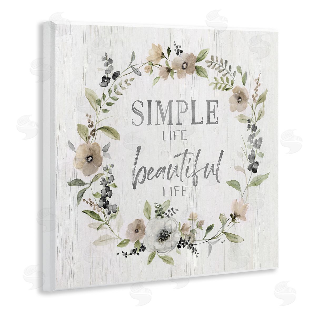 Nan Simple Beautiful Life Uplifting Flower Blossoms Phrase  Wooden Wall Plaque Art Print