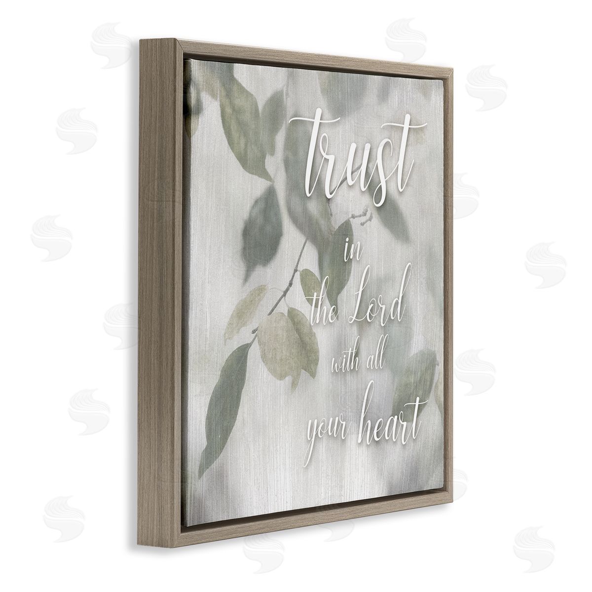 Irene Weisz Trust The Lord Motivating Religious Quote Botanical Leaves Brown Floating Frame Canvas Wall Art Print