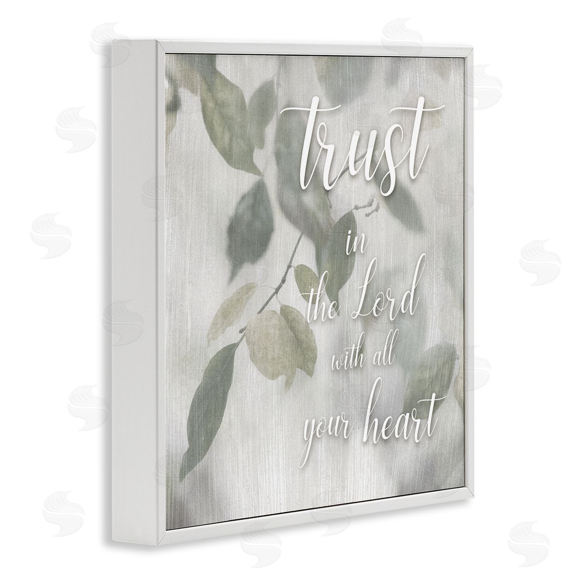 Irene Weisz Trust The Lord Motivating Religious Quote Botanical Leaves White Framed Glicee Wall Art Print