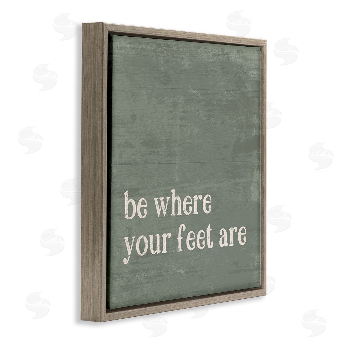 Jennifer Pugh Stay Grounded Inspiring Rustic Typography Phrase  Brown Floating Frame Canvas Wall Art Print