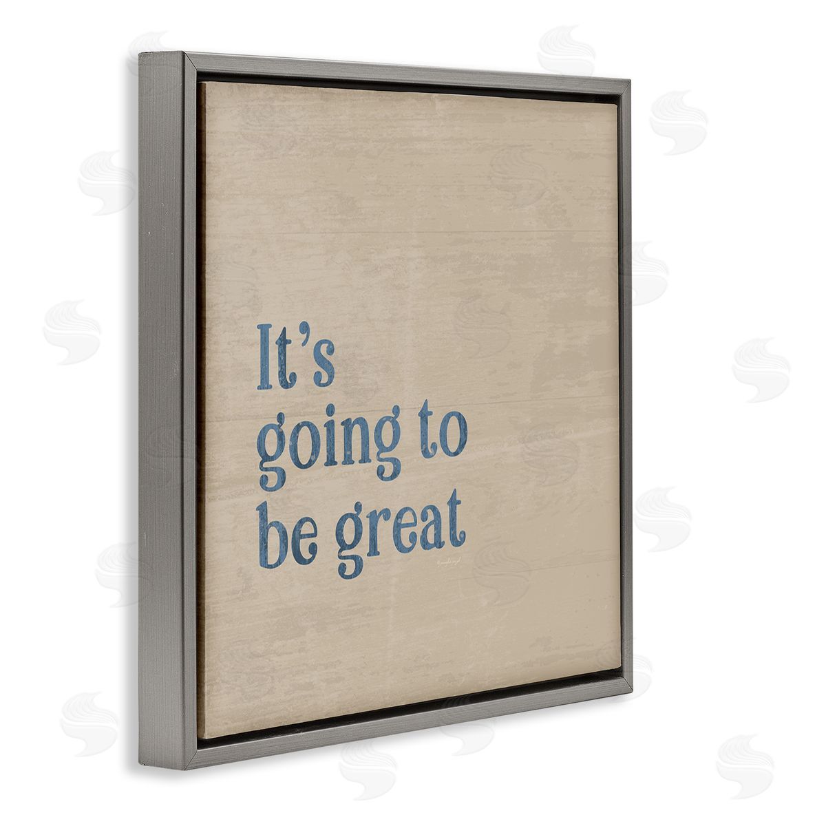 Jennifer Pugh It's Going To Be Great Motivating Grain Pattern Phrase Gray Floating Frame Canvas Wall Art Print