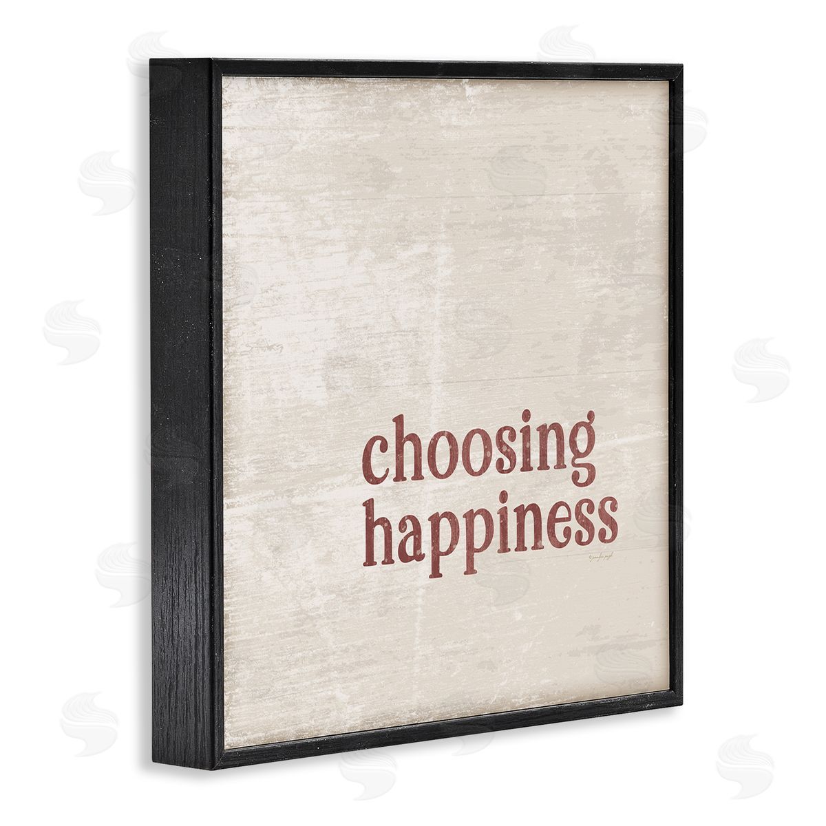 Jennifer Pugh Choosing Happiness Rustic Grain Pattern Phrase Black Framed Glicee Wall Art Print