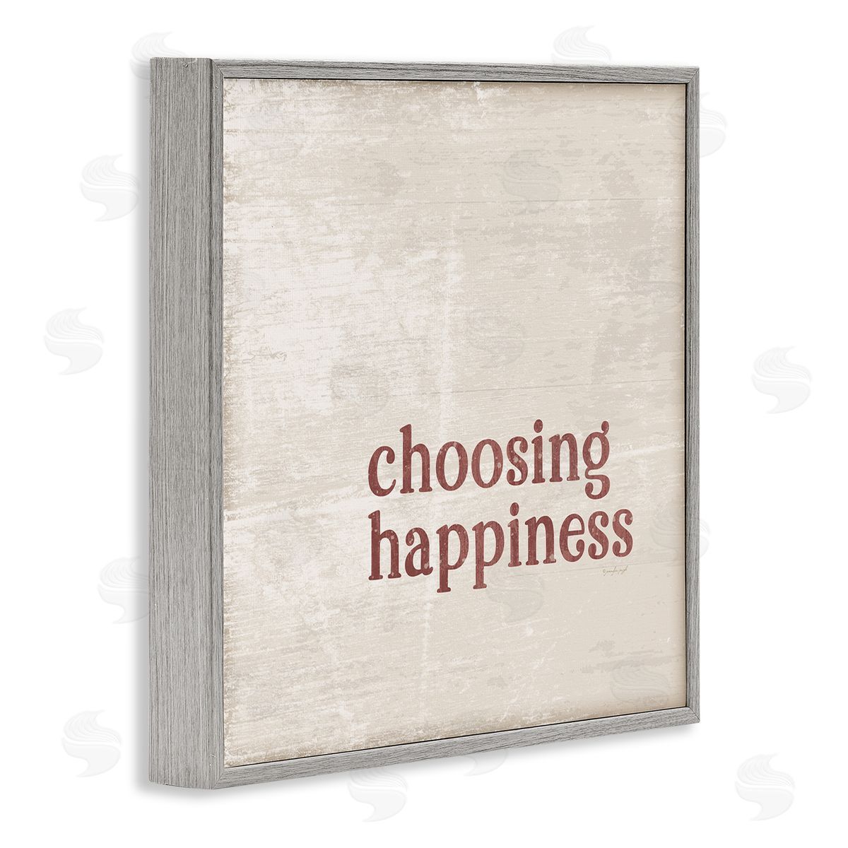 Jennifer Pugh Choosing Happiness Rustic Grain Pattern Phrase Gray Framed Glicee Wall Art Print