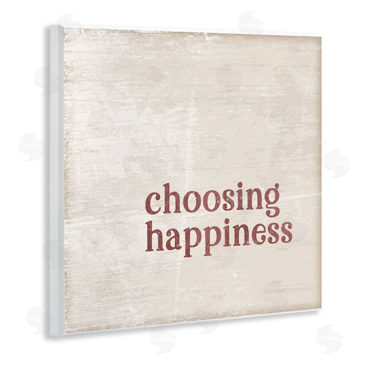 Jennifer Pugh Choosing Happiness Rustic Grain Pattern Phrase Wooden Wall Plaque Art Print