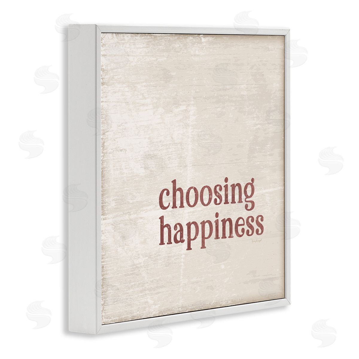 Jennifer Pugh Choosing Happiness Rustic Grain Pattern Phrase White Framed Glicee Wall Art Print