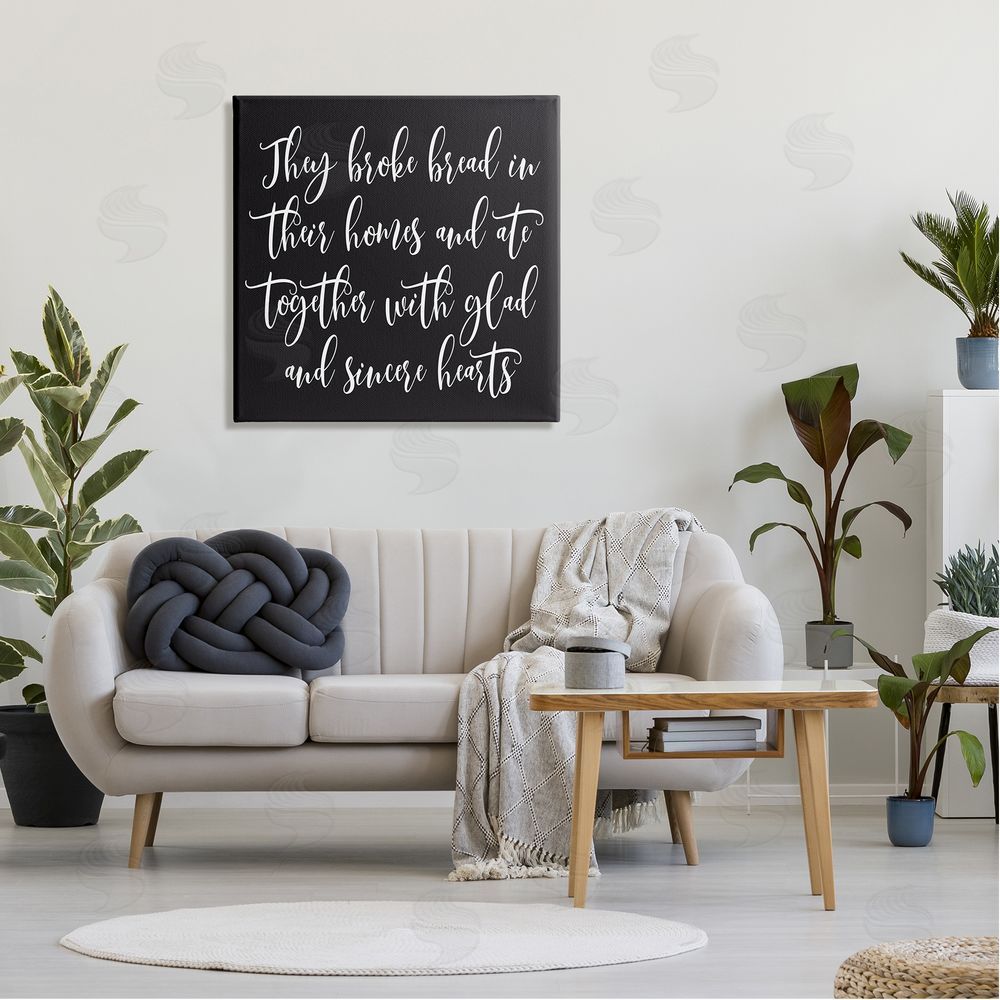 Lettered and Lined Spiritual Script Calligraphy Bible Verse Proverb Quote Canvas Wall Art in Room