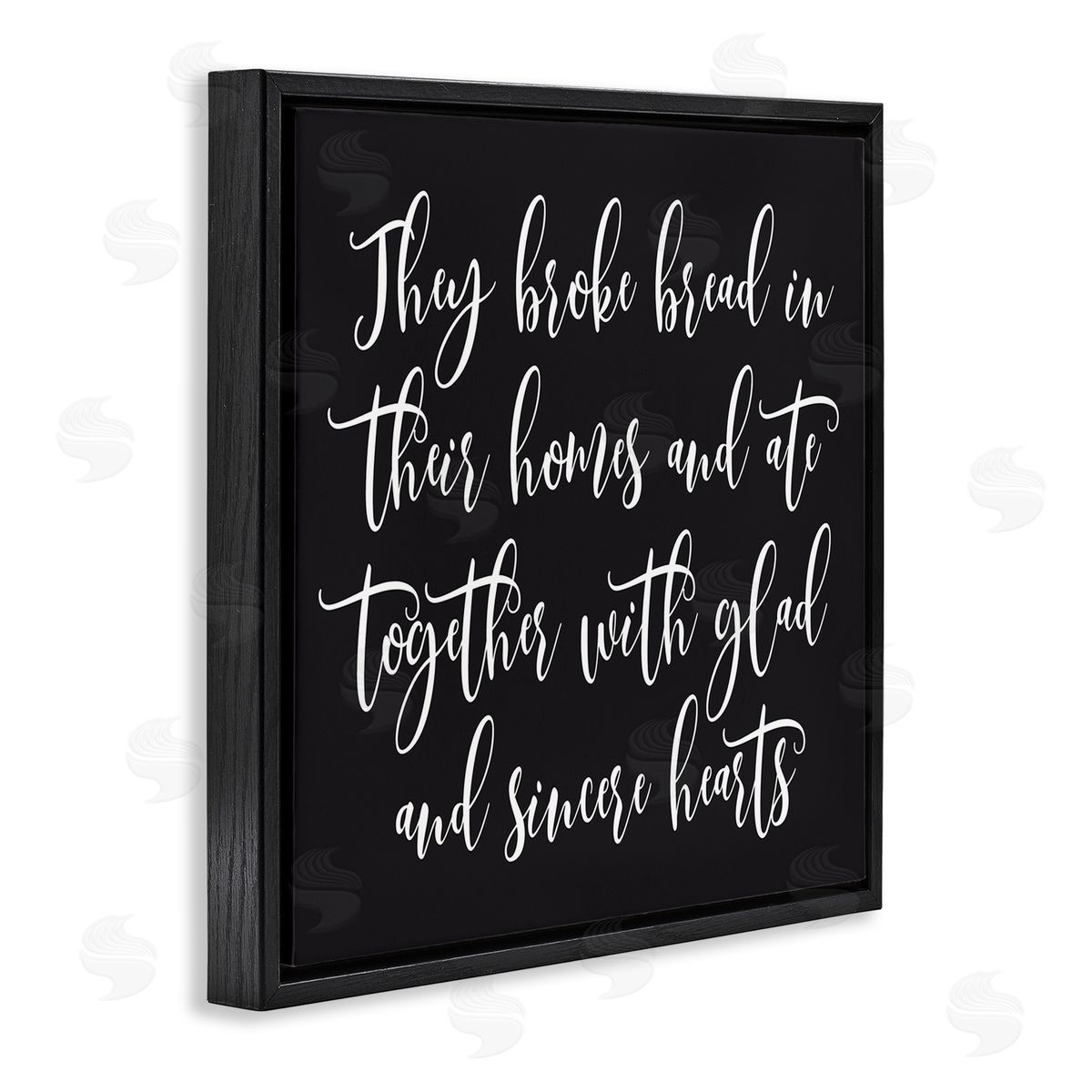 Lettered and Lined Spiritual Script Calligraphy Bible Verse Proverb Quote Black Floating Frame Canvas Wall Art Print