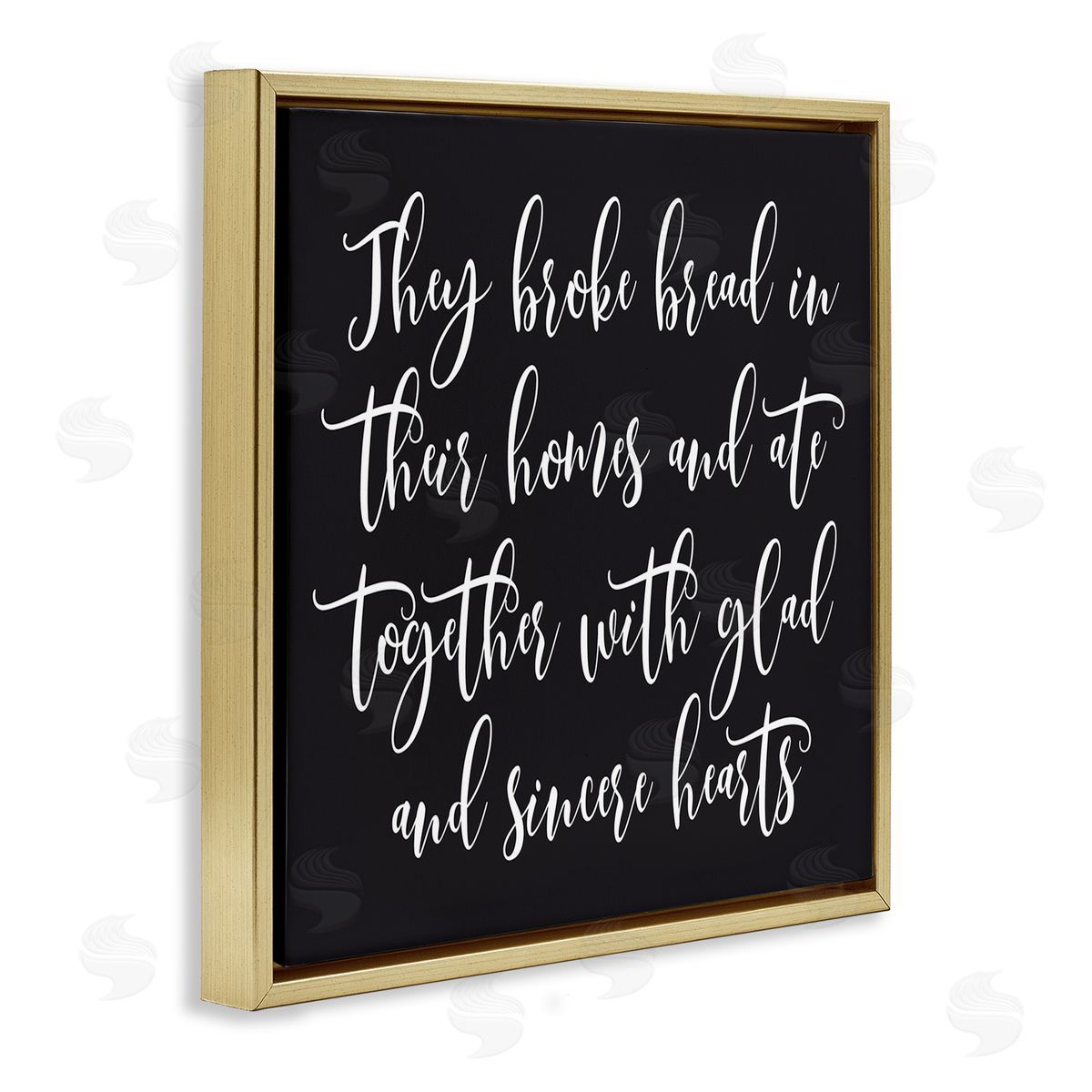 Lettered and Lined Spiritual Script Calligraphy Bible Verse Proverb Quote Gold Floating Frame Canvas Wall Art Print