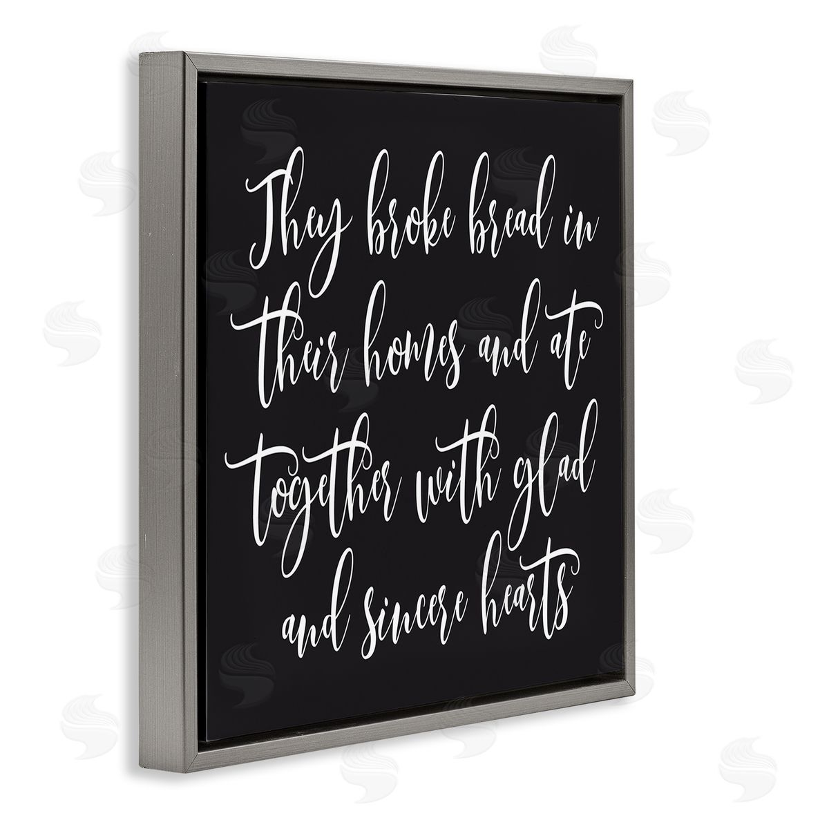 Lettered and Lined Spiritual Script Calligraphy Bible Verse Proverb Quote Gray Floating Frame Canvas Wall Art Print