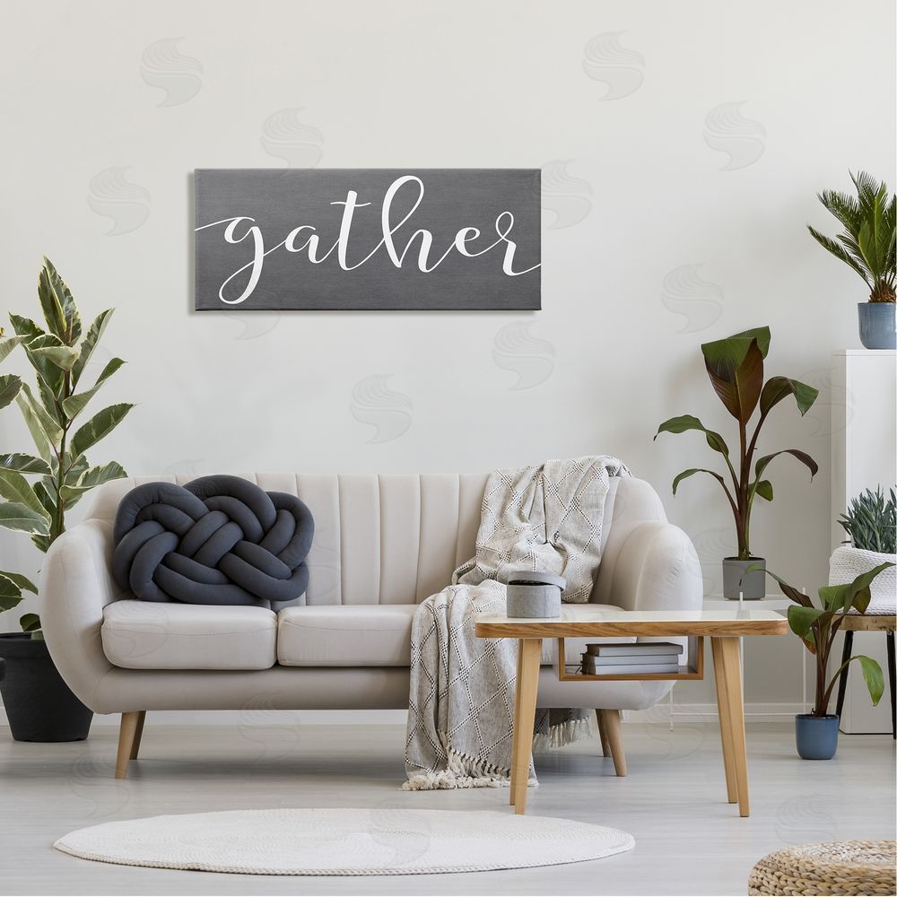Lettered and Lined Gather Rustic Family Calligraphy Cursive Sign 