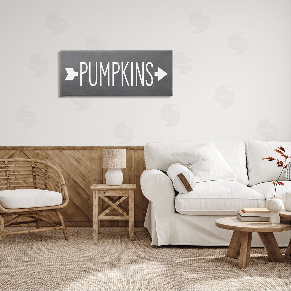 Lettered and Lined Pumpkins Rustic Seasonal Autumn Arrow Pointing Sign