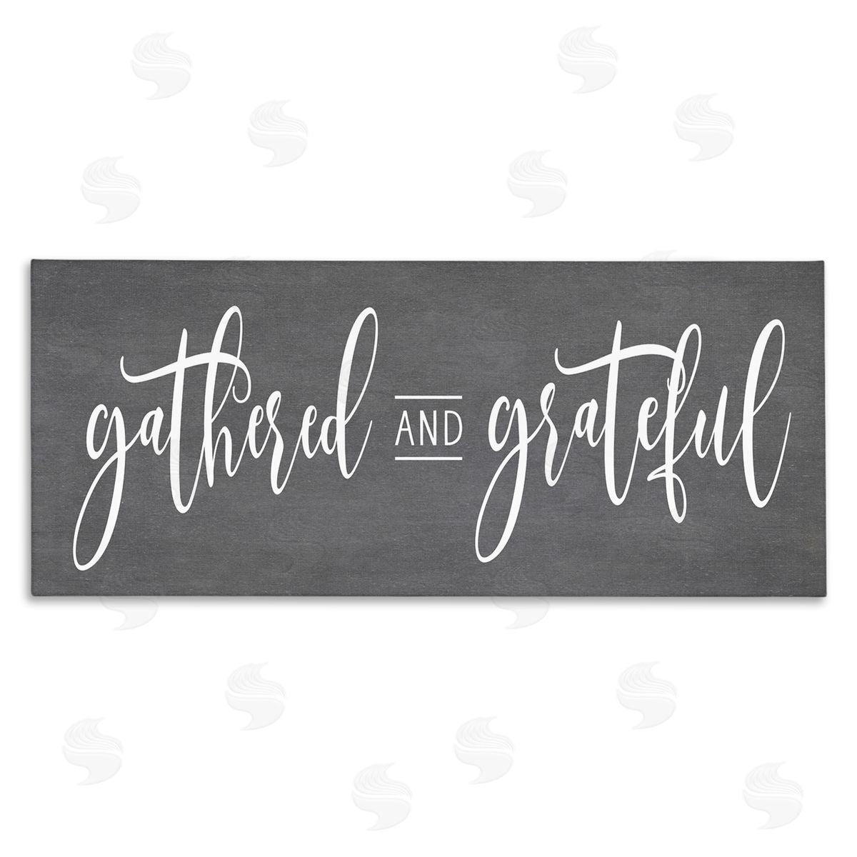 Lettered and Lined Gathered & Grateful Fancy Cursive Thankful Family
